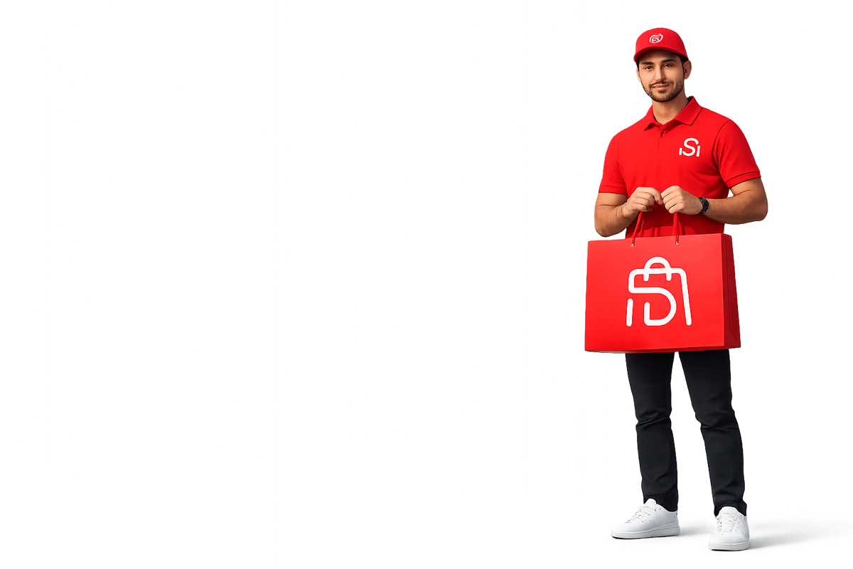 Discounter courier delivering an order